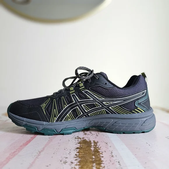 NWOT ASICS Men's Gel-Venture 7 MX Trail Running Black Green Shoes Size 11.5